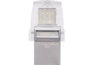 KINGSTON DataTraveler microDuo 3C - USB-Stick (128 GB, Silber/Weiss)